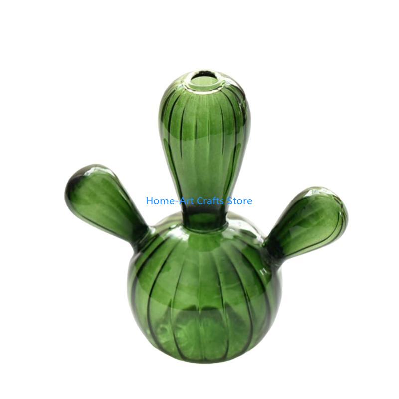 Y3NA Cactus Shaped Flower Vase Glass Pen Bottle Flower Arrangement Home Decorations