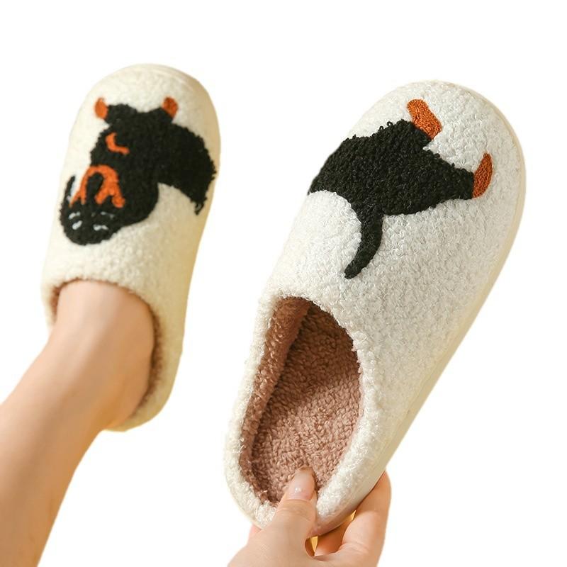 Mushroom Winter Smiley Face Peach Heart Cotton Slippers Indoor Home Plush Warm Slippers Thickened Warm