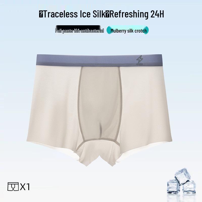 Men's Plus Size 10A Antibacterial Ice Silk Boxer Briefs - Seamless and Thin for Summer