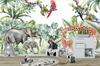 Children's Photo Wallpaper Safari Jungle Trakai Palm Trees Elephants and Giraffes M037 200x135
