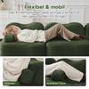 2-Sitzer L-förmiges Modulares Knochenloses Sofa mit 1 Hocker, Wellenform, Bewegliches Armlehnenkissen, für Wohnzimmer & Wohnung, Keine Montage Erforderlich, Grün