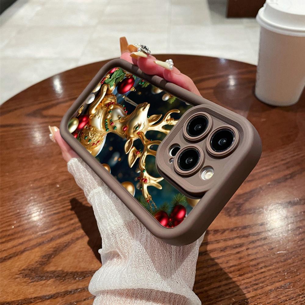 N105 Christmas Happy New Year Art Soft Angel Eyes Phone Cases for iPhone 16 15 14 13 11 Pro Max 8 7 6s Plus 12 Mini XR XS Max SE Shockproof Cover