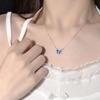 Simple Gradient Color Butterfly Pendant Necklace Fashionable Collarbone Chain Necklace for Women Trendy Jewelry Accessories