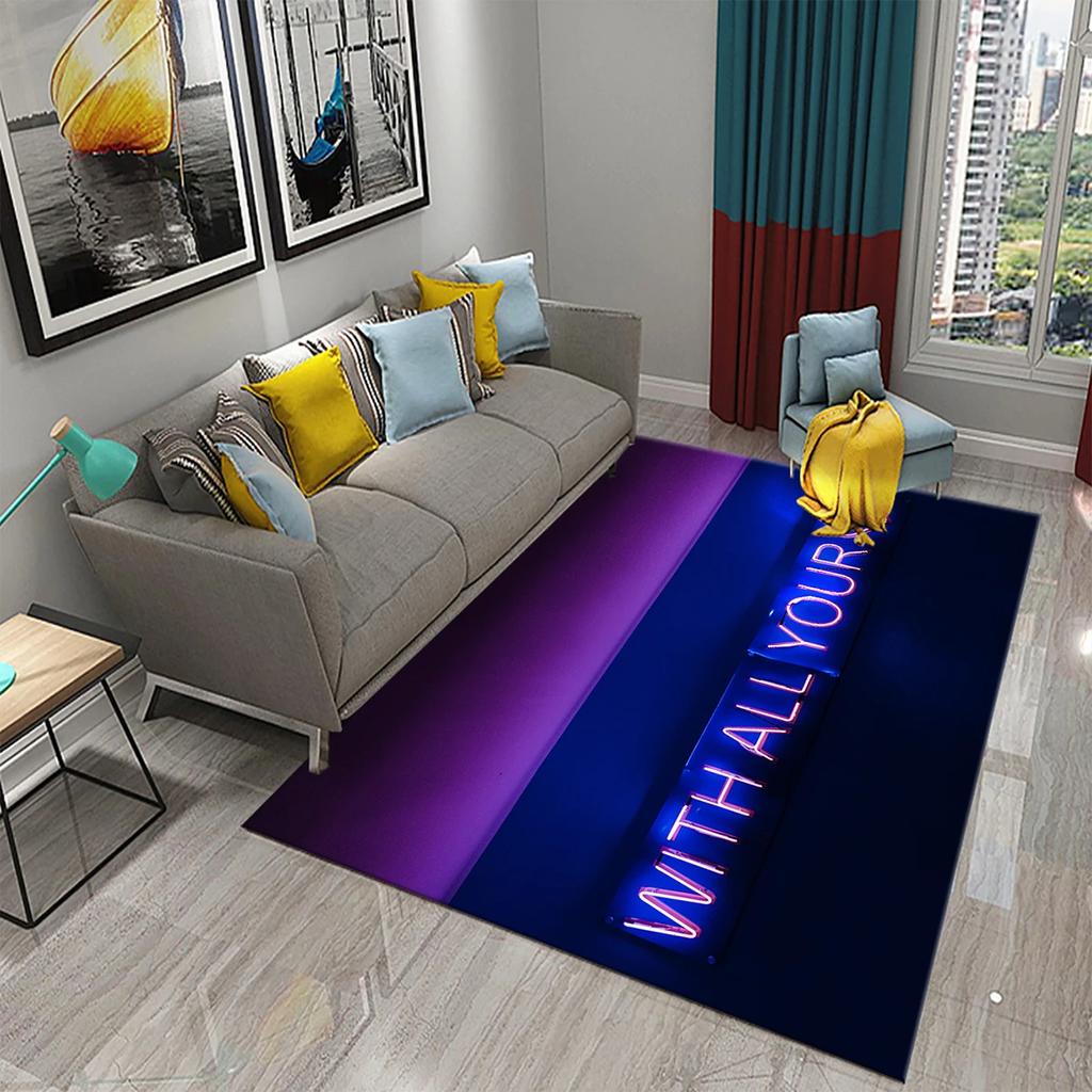 Purple Carpet Modern Art Rug Printed Rectangle Area Rugs for Adult Yoga Mats Living Room Bedroom Flat Mat Decorative Door Mat