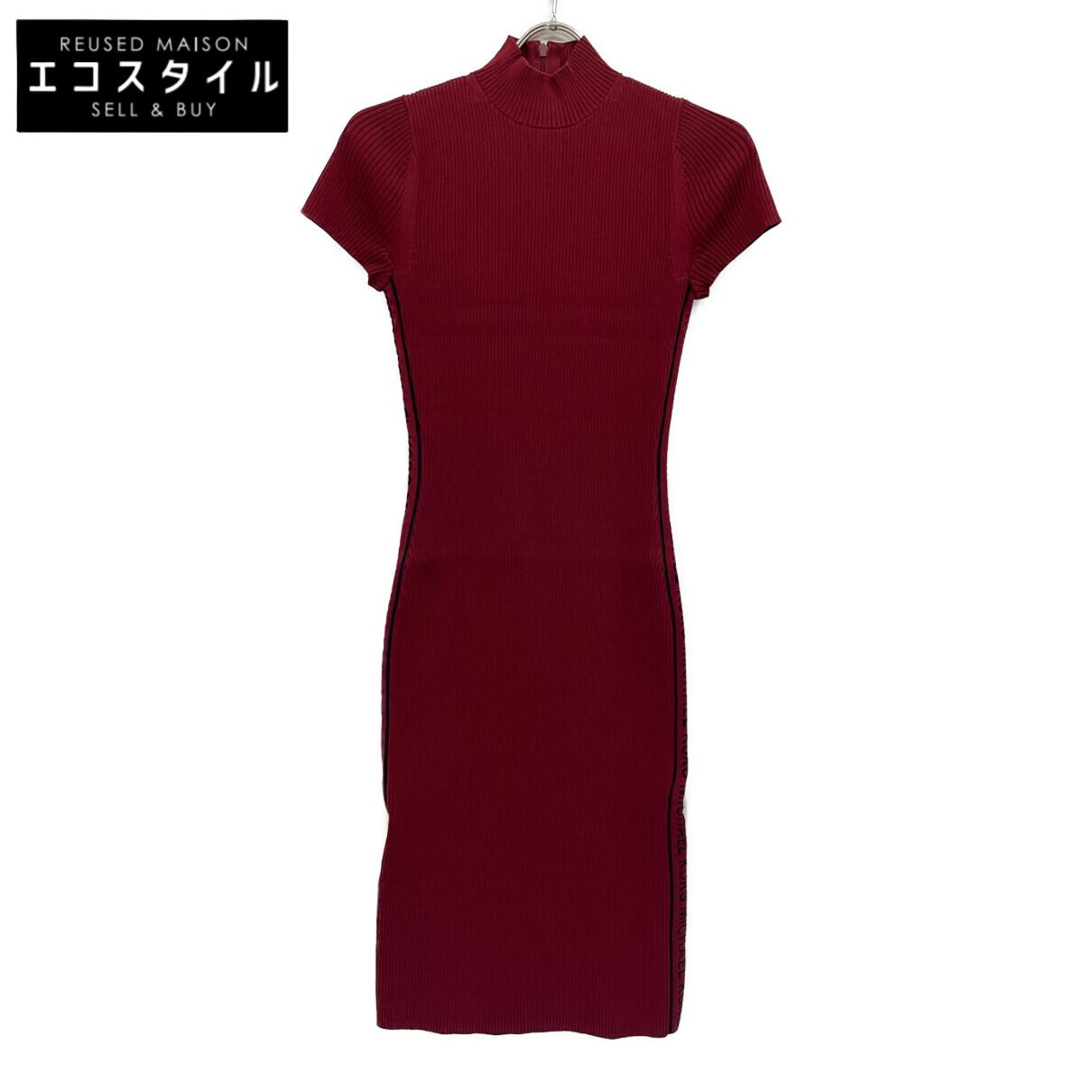

MICHAEL KORS Rayon x Nylon Side Logo Tape Short Sleeve Rib Knit Dress dress S RedUsed