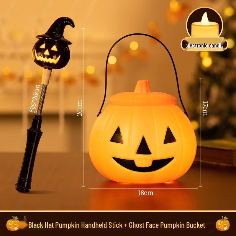 Halloween Pumpkin Lantern and Candy Bag with Luminous Effects for Trick-or-Treating