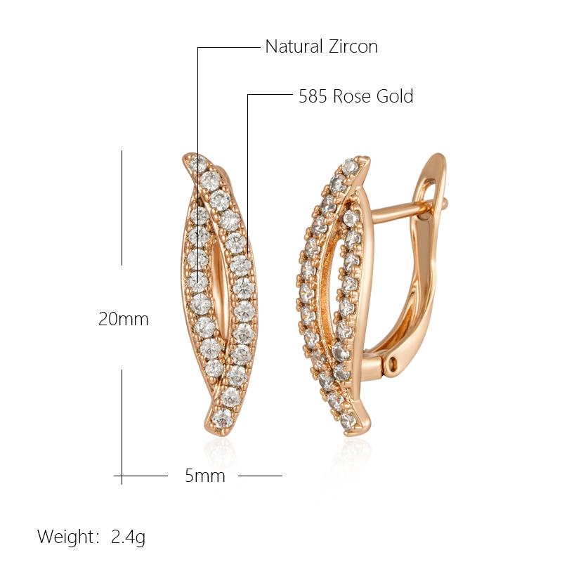 New  Rose Gold Color Earrings For Women Girl Fashion Geometric Natural Zircon Accessories High Quality Daily Jewelry