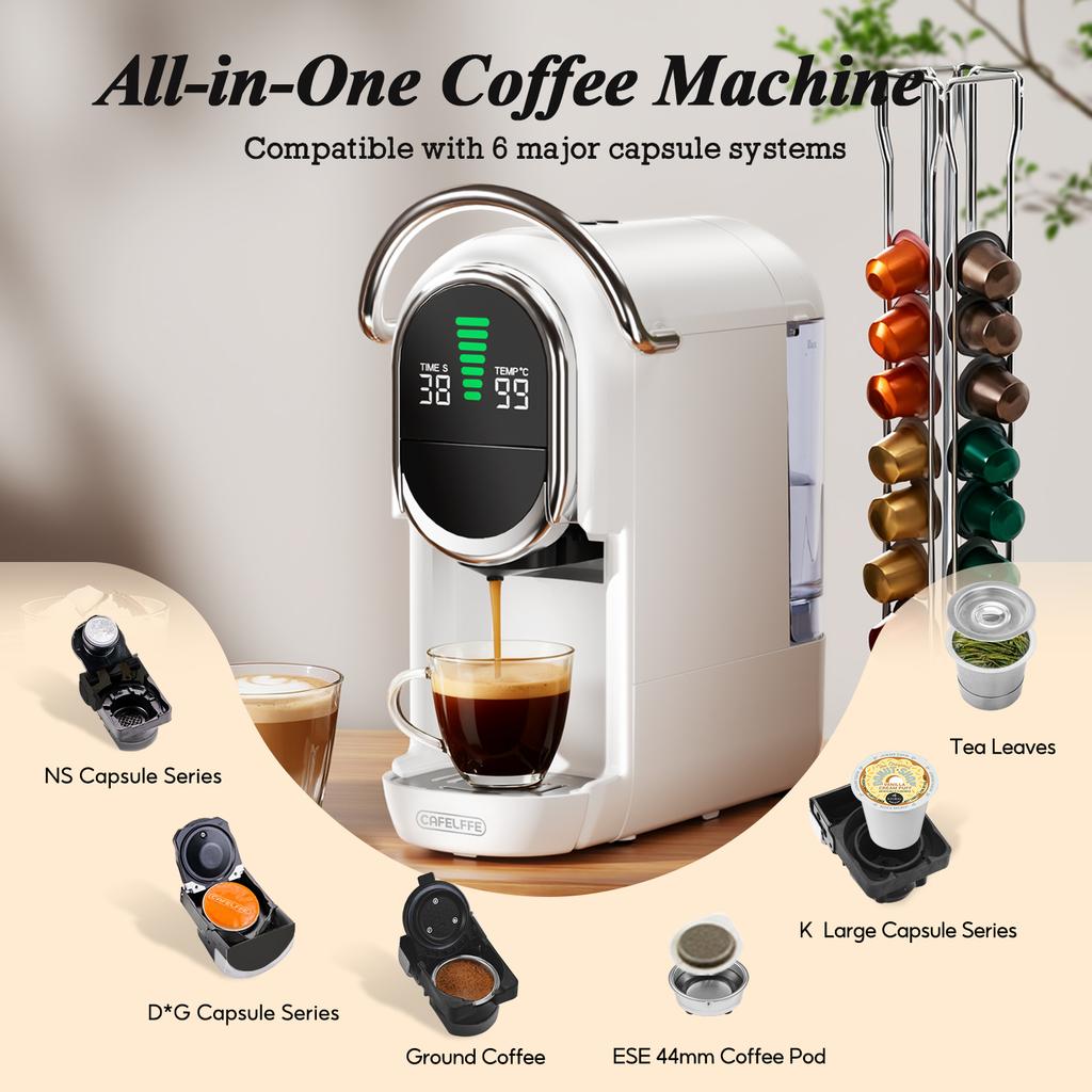 Fully Automatic Portable Capsule Coffee Machine – Compact Size for Office and Home Use, Italian-Style Espresso Maker