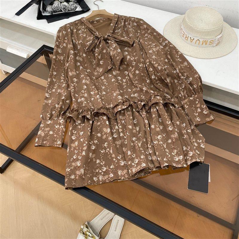 

French Style Retro Dress Spring New Arrival Floral Fashion Casual Elegant Fancy Skirt C#18 Coffee 1 One size