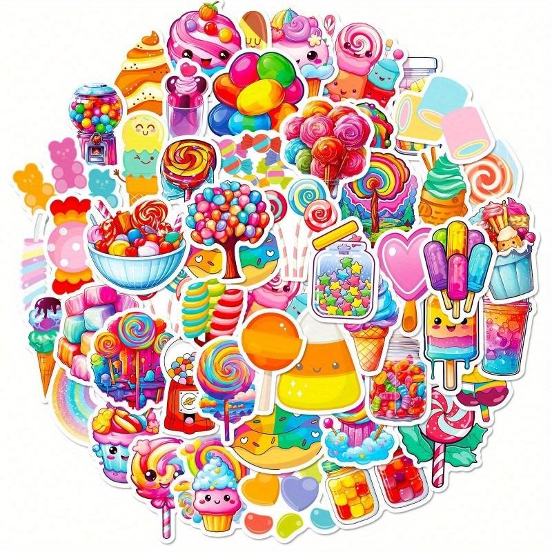 50PCS Colorful Candy Stickers Aesthetics Stickers For Scrapbooking, Diary