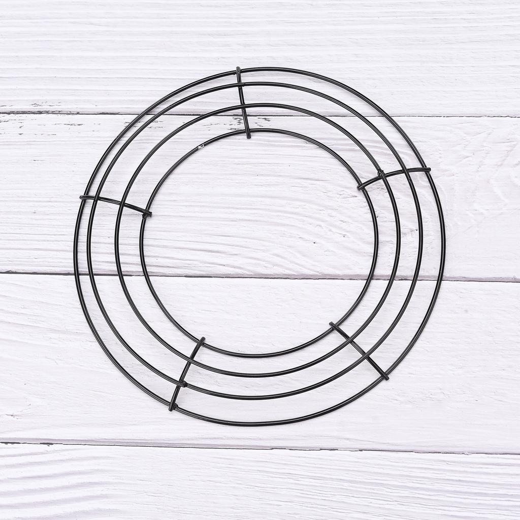 Wire Wreath Frame 35cm Round Metal Wreath Form for DIY Crafts Floral Projects Home Decor with 35m Flower Wire
