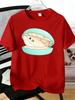 Unisexs Tee Cute Cartoon Fish Inside Shell Graphic Print Cotton Short Sleeve Male Casual Streetwear Outdoor Daily Basic Fashion Top