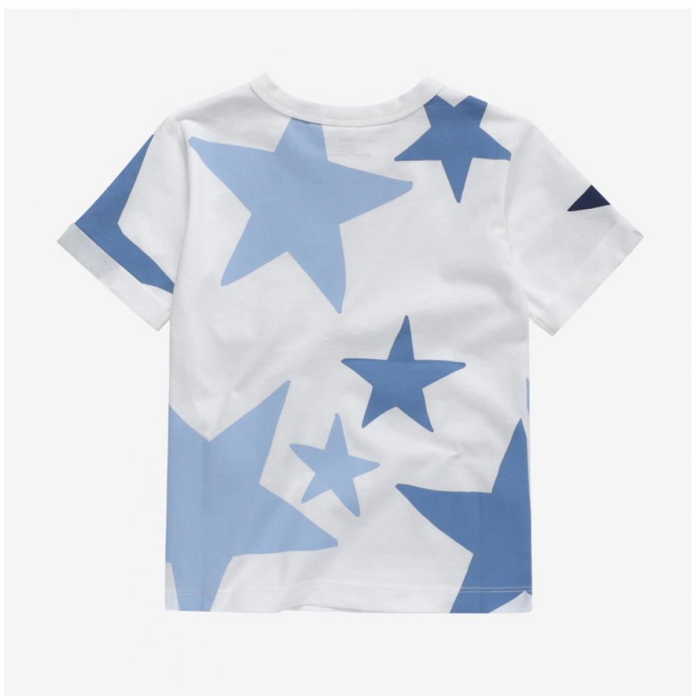 Stella Mccartney Ts8c11 Z0913 101mc Star Print Round Logo Kids Short Sleeve Tee