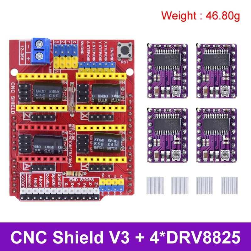 TZTUNO R3 Shield V3 Engraving Machine 3D Printe+ 4pcs DRV8825 Or A4988 Driver Expansion Board For Arduino With USB Cable
