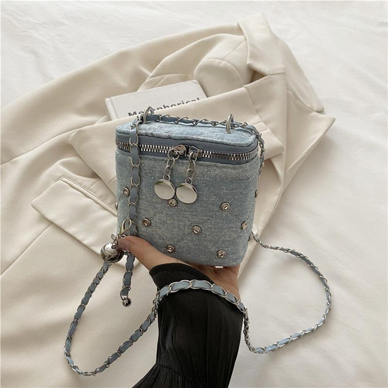 New denim rhombus chain box bag temperament versatile shoulder bag fashion versatile small bag