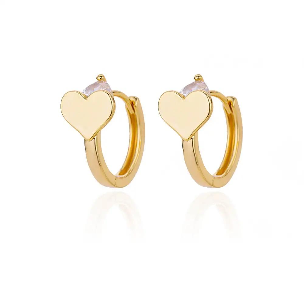 Hollow Zircon Heart Earrings For Women Stainless Steel Gold Color Heart Earring Luxury Wedding Couple Jewelry Gift Free Shipping