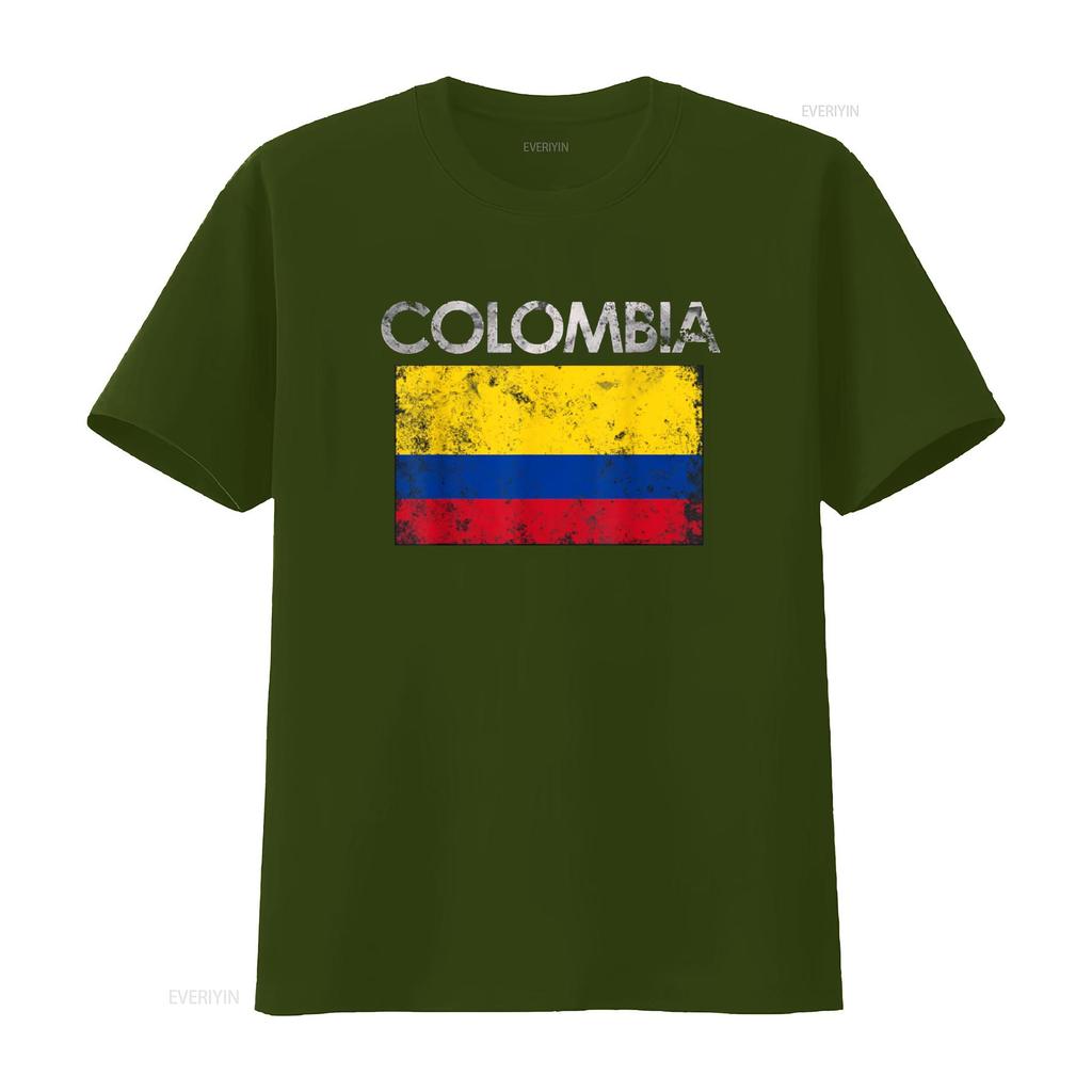 Vintage Colombia Colombian Flag Pride T Shirt vintage Washed Stretched Stylish homme Casual designer clothes Soft Comfortable