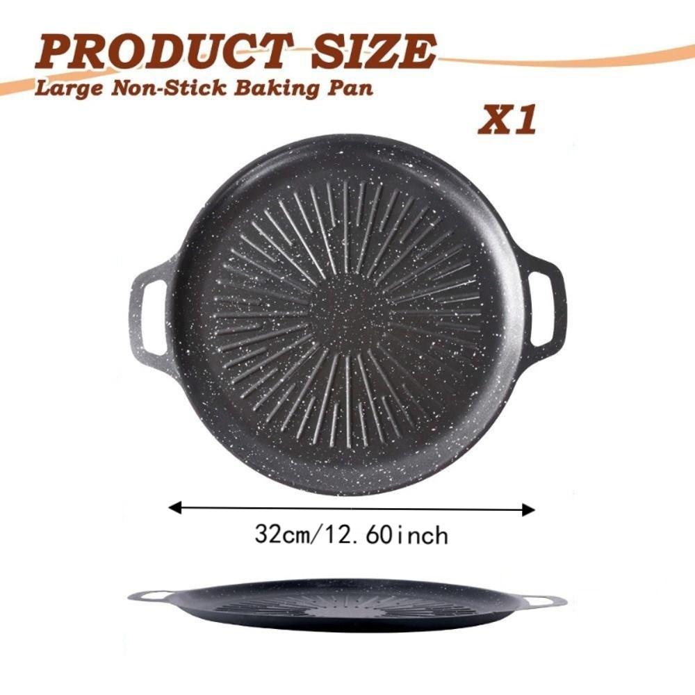With Handles BBQ Grill Pan Heavy Duty Non-Stick Grill Pan New Round Griddle Pan  For Stove Tops