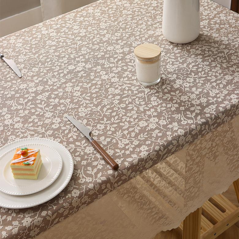 French Small Flower Fringed Tablecloth Ins Pastoral Small Fresh Jacquard Lace Tablecloth Photo Background Table Fabric