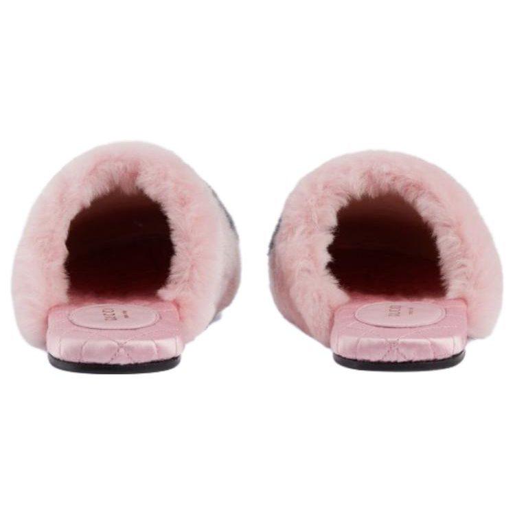 Gucci Wmns Faux-Fur Slipper 'Interlocking G - Pink Black' Women's 719847 AAAUL 8440