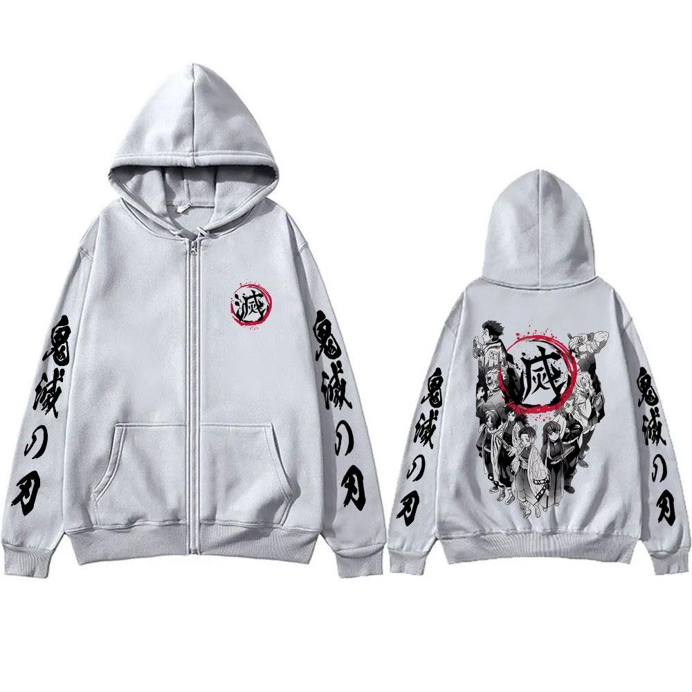 Anime Devil Killer Zipper Hoodie Men's Fashion Women's Super Large Zipper Sportswear Men's Retro Casual Zipper Jacket