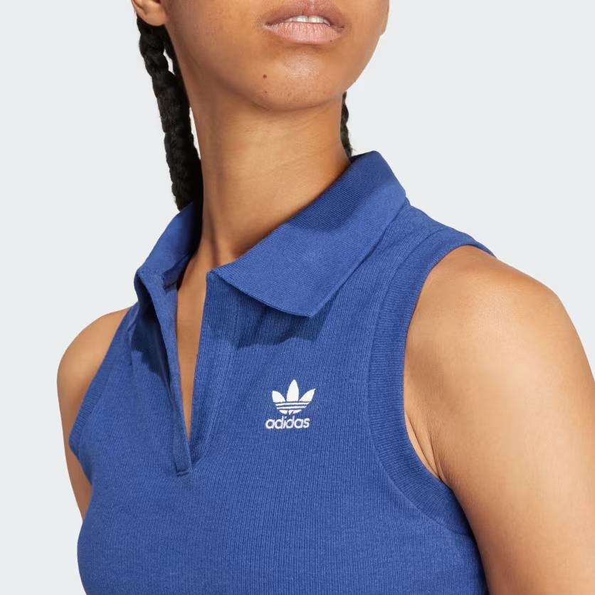 Adidas Originals Logo Embroidered Short Sleeve Crop Top Women Tops Blue IR6124