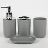 Organizzatori da Bagno Contemporanei Set da 4 Pezzi in Plastica Portaspazzolino Dispenser di Sapone Vassoio con Design Moderno Bianco