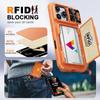Mit Kartenhalter, Schiebefach für die Kamera und Ständer für iPhone 17 Pro Handyhülle, Anti-Fall PC+TPU Wallet Case - Orange