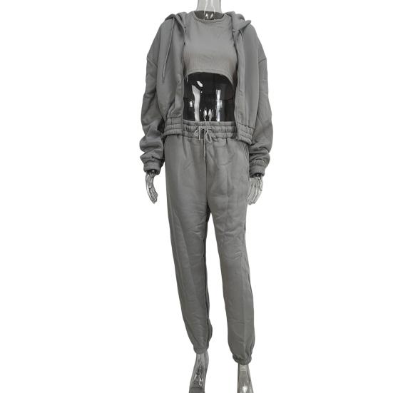 3 Piece Sweatsuits Set for Women Fleece Zip Up Hoodie Sweatshirt Tank Top Jogger Sweatpants Set Fall Casual Tracksuit Outfits