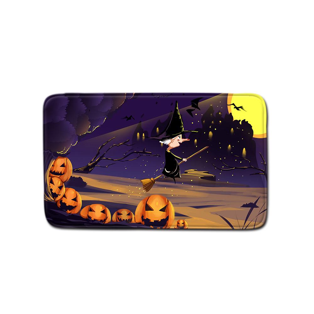 Halloween Shower Curtain Floor Mat Combination Four-Piece Set Bathroom Toilet Carpet Door Mat
