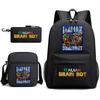 Abstract foreign Shanhaijing children's schoolbag tongtongsahur cartoon primary school student backpack three-piece set L