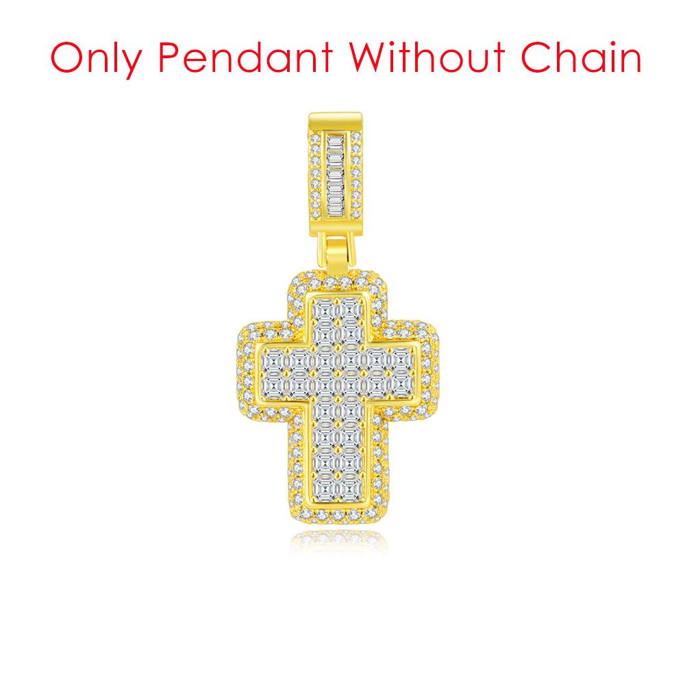 Hiphop Luxury Inlaid CZ Cross Pendant Rope Chain Necklaces for Men Women Punk Personality Rapper Accessory Fashion Neck Jewelry