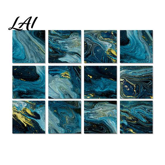 Heat Resistant Kitchen Backsplash Tiles 12PCS Imitation Marble Pattern Wall Stickers Self-Adhesive Waterproof EVA Scratch Decor for Home Tiles,