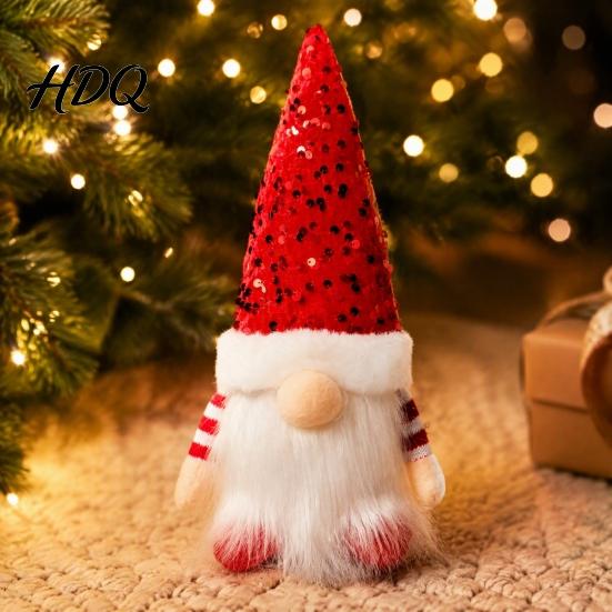 Festive Room Accessories Christmas Faceless Gnome Doll with LED Light Glowing Sequined Hat Indoor Winter Party Supplies Plush Figurine Nordic