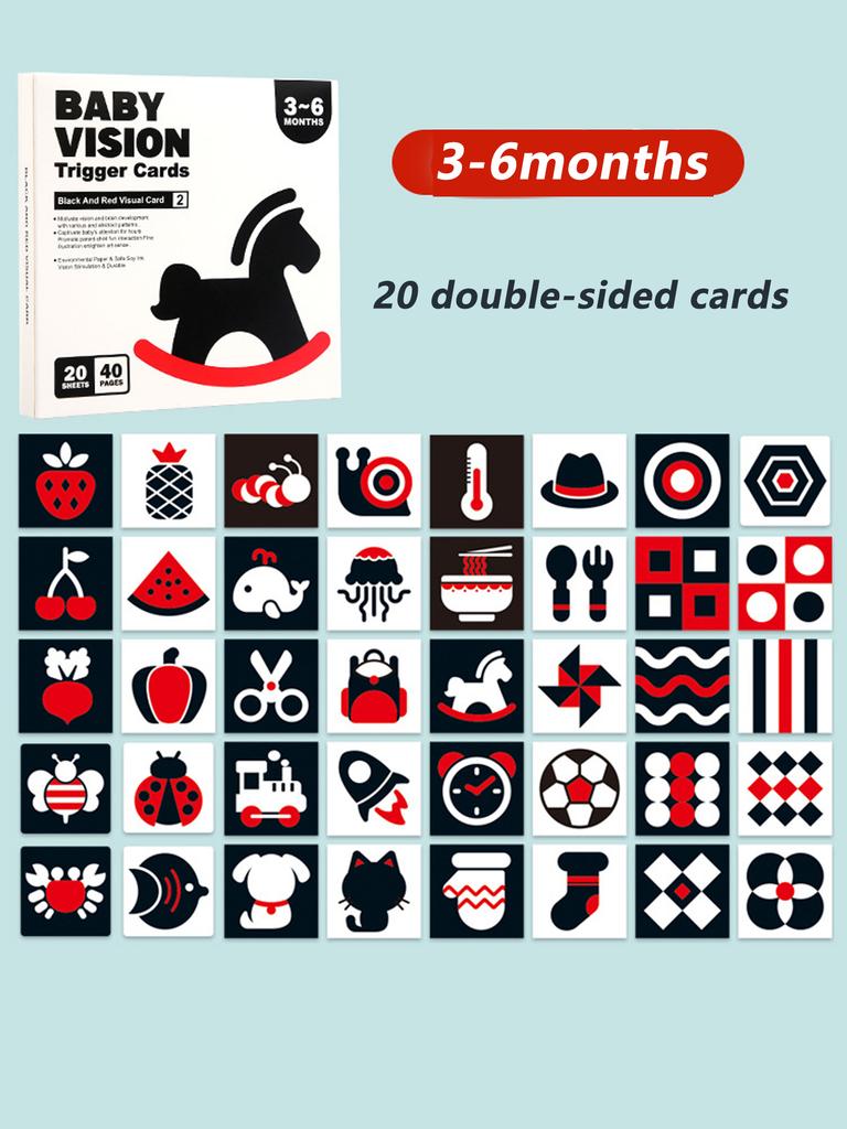 Baby Montessori Schwarz Weiß Karte, Hochkontrast Visuelle Stimulation Lernaktivitätskarten, Frühe Bildung Säuglingsgeschenk