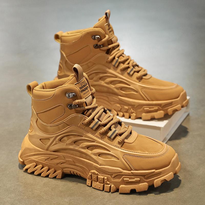 

Men s shoes autumn 2024 new men s Martin boots trendy versatile tooling shoes non-slip and wear-resistant thick-soled high-top boots 39