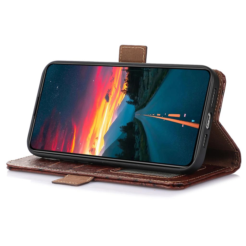 For Motorola Edge 50 Neo 5G/Moto S50 5G/Thinkphone 25 5G Case RFID Blocking Genuine Cow Leather Phone Case Ostrich Texture