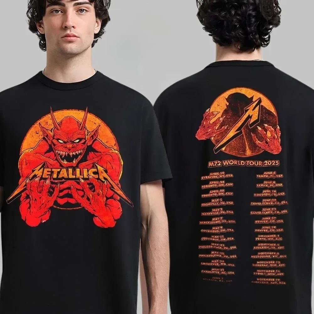 Heavy Metal Band Merallica Global Tour Mercah T-shirt Men Women Oversized Loose Casual Tees Streetwear Harajuku Fashion Cotton Top