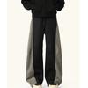 Splicing scimitar twill pants men's spring retro wide-leg pants trousers loose straight casual