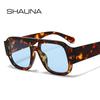 Fashion Double Bridges Square Women Sunglasses Retro Candy Color Leopard Men Sun Glasses Shades UV400