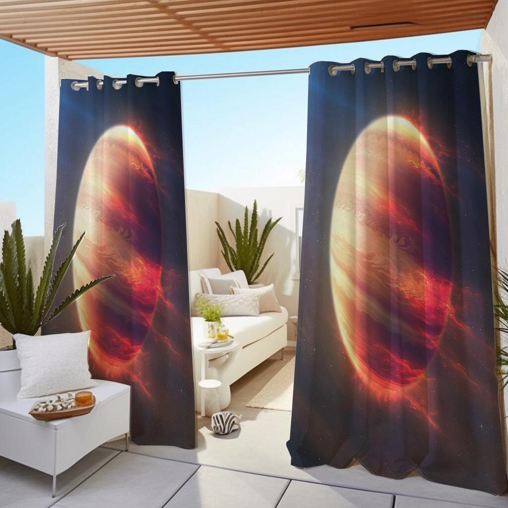 1pc Outdoor Waterproof Oil-proof Curtains,Modern Sunshade Colorful Galaxy Universery Sky Star Print Curtain For Living Room