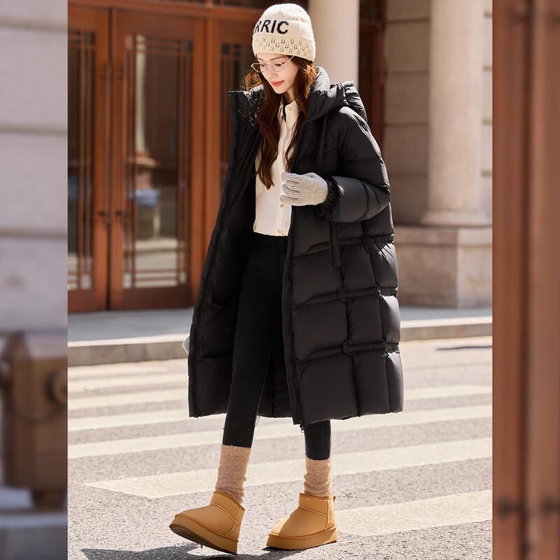 Bailuyu Damen Lang 90% Entendaunen 3-Proof Stehkragen Wintermantel