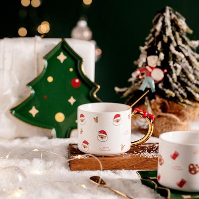 High-looking Christmas Gifts Ceramic Exquisite Coffee Cup with Spoon Girl Creative Cartoon Ins Cute