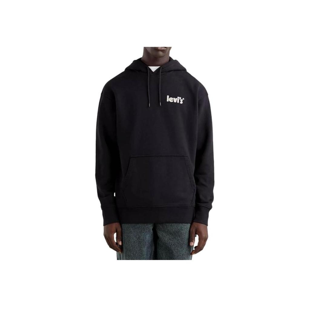 Levis Solid Logo Print Drawstring Hoodie Men hoodies Black 38479-0088