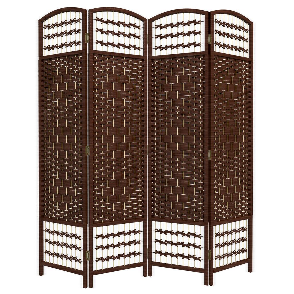 Wooden Room Divider Folding Screen, 4 Panels, 160 x 170 cm, Brown
