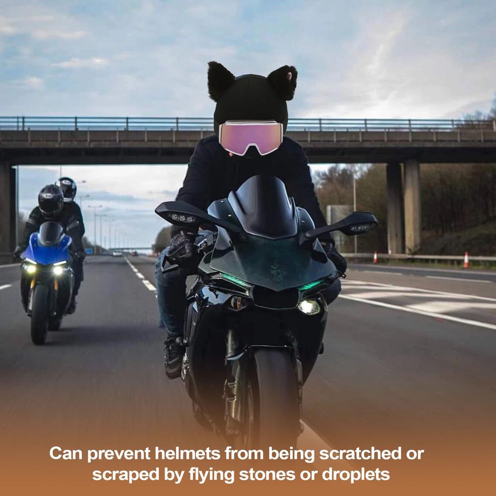 New Cute Cat Ears Ski Headgear Cover Double board Men Women Single Board black Plush Helmet Head Cover Outdoor Warm Protection