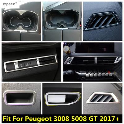 Accesorii din Oțel Inoxidabil Pentru Peugeot 3008 5008 GT 2017 - Cutie Mănuși Șofer Principală / Far / Suport Pahare Apă / Trim Capac Aer