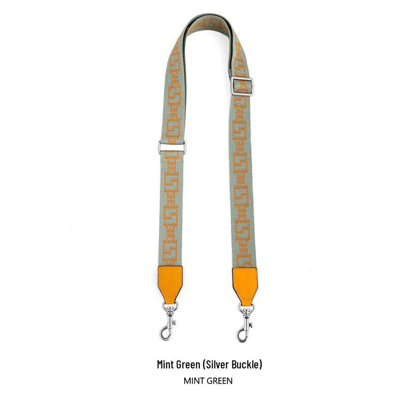 MHS-F-43 Crossbody Bag with Wide Lychee Grain Leather Strap and High-End Canvas Chain Pattern