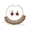 Bohemian Exotic Rhinestone Tassel Necklace & Earrings Set In Antiqued Alloy