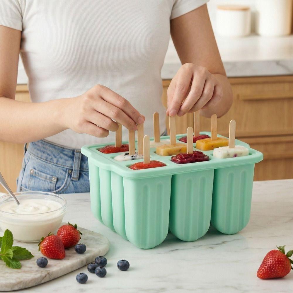 12 Grids Ice Cream Trays Non-Stick Ice Lolly Mold Silicone Ice Cream Molds Party Supplies